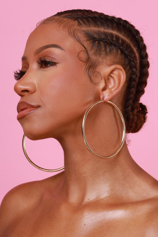 Give Me More Charm Friendly Tube Hoop Earrings - Gold Oversized